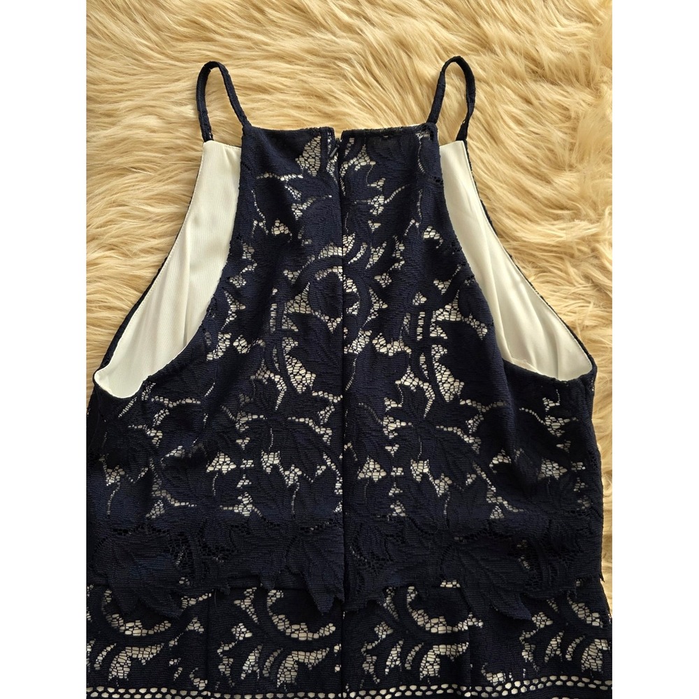 ASOS Navy Blue Lace Midi Dress Sleeveless Women's Size 12 - Picture 9 of 13